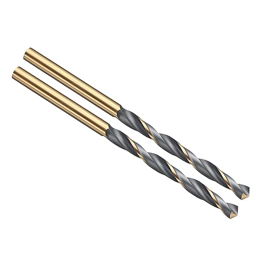 PATIKIL 5mm Drill Bit, Jobber Straight Shank 4341 High-Speed Steel 118째 Black and Gold Finish for Medium-Hard Metal Steel Acrylic - 2 Pack