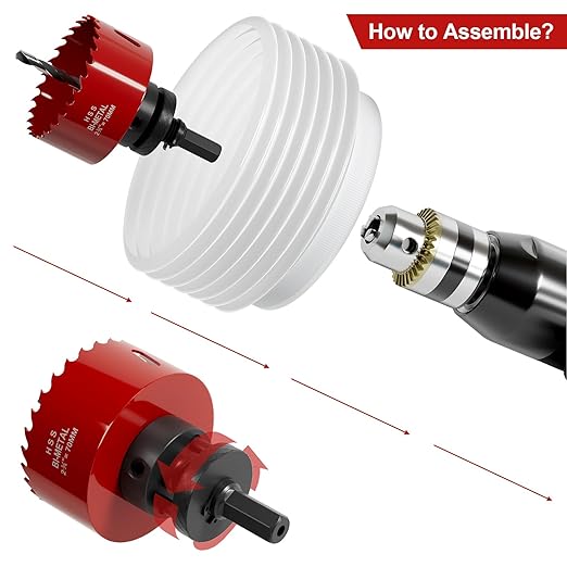 2-3/4" (70mm) Bi-Metal M42 High Speed Steel Hole Saw with Dust Bowl and Pilot Drill Bit, Smooth Cutting Edge for PVC, Drywall, Wood, Plastic, Gypsum Board, Rubber, Thin Metal