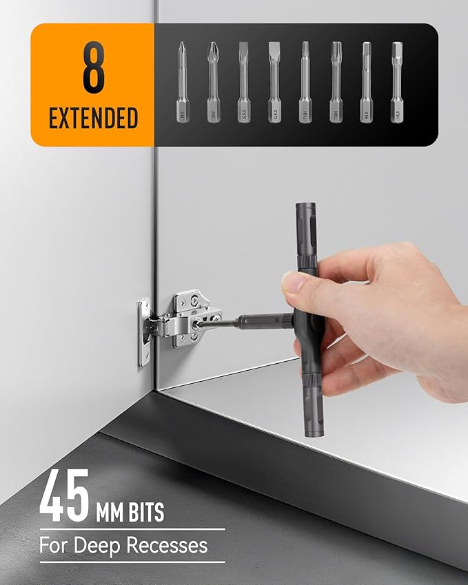 DISEN 43 in 1 Ratcheting Screwdriver Set with 58-Tooth Handle & Magnetic Pickup, 40 S2 Steel Bits Long/Short, Professional Repair Kit for Electronics, Computer, Furniture,Bike, Ideal Gift for Men