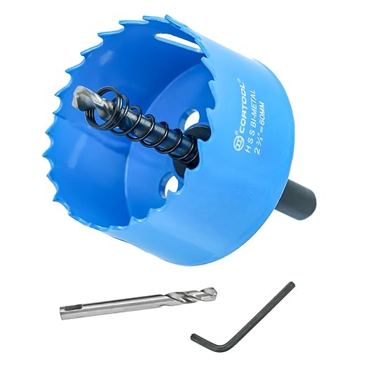 2-3/8 Inch Hole Saw with Arbor for Metal and Wood Cutting, Bi-Metal Hole Cutter, 2-3/8" Hole Saw Kit for Drywall, Wood, PVC Boards, Fiberglass and Vent Pipes