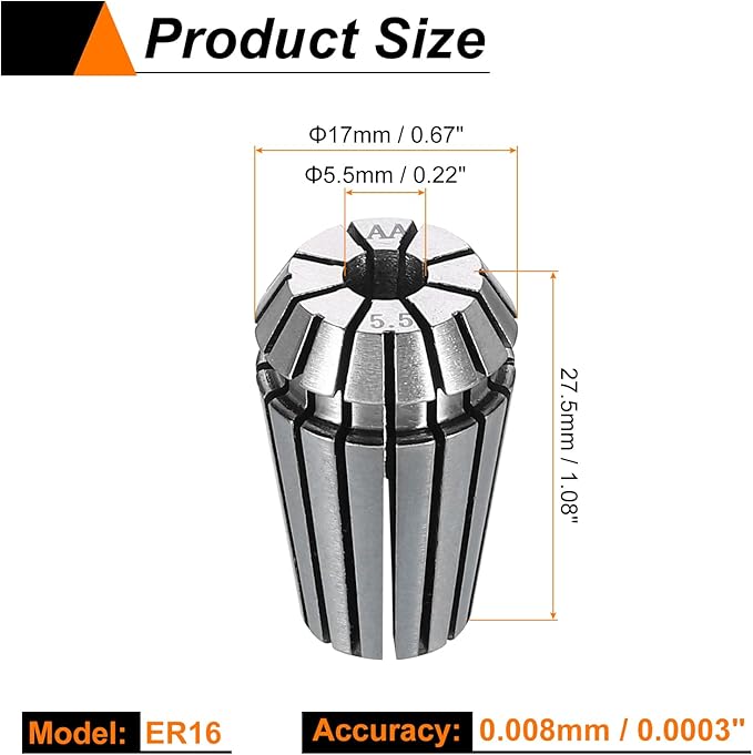 HARFINGTON Spring Collet Chuck ER16 5.5mm 65Mn Spring Steel Precision Router Collets for CNC Engraving Milling Lathe Tool