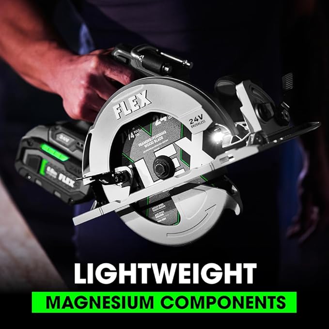 FLEX 24V Brushless Cordless 7-1/4-Inch Circular Saw Kit with 8.0Ah Lithium Battery and 280W Rapid Charger - FX2141-1D