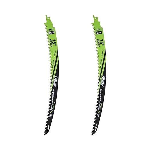 Japanese Teeth Reciprocating Saw Blade 15Inch - Saber Saw Blades Wood Pruning, 2pcs Curved Edge 6TPI for Tree Trimming, Wood/PVC Pipe Cutting, Cr-V Sabre Blades