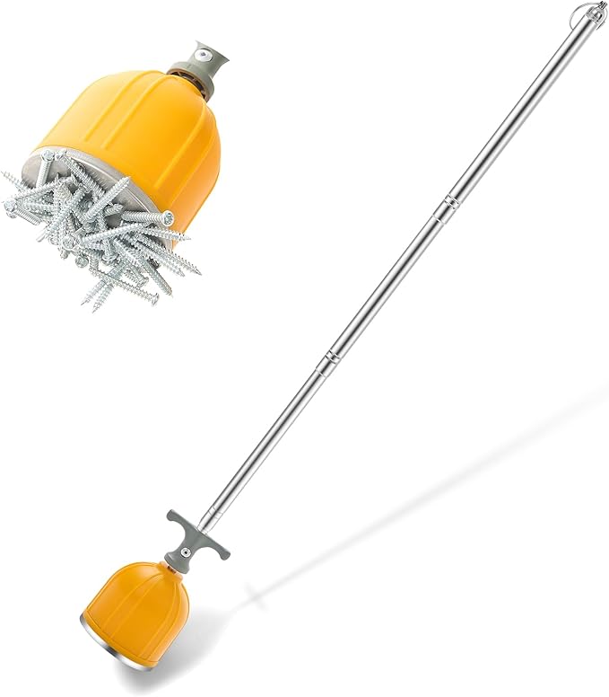 Magnetic Pickup Tool, 10LB Heavy Duty Magnet Stick with Handle, Extendable Magnet Wand for Nails, Screws & Metal Objects, Strong Magnetic Tool for Mechanics, Handyman, Garage & Home Use(Yellow)
