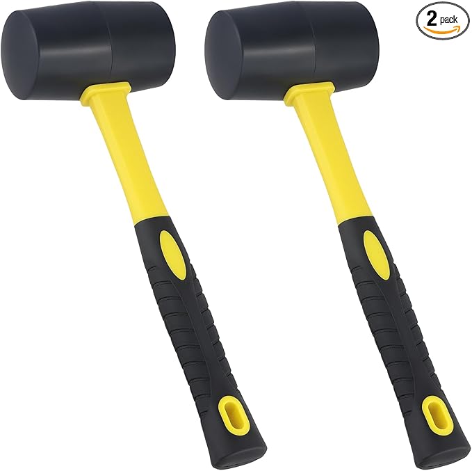 HOZEON 2 PCS 24oz Rubber Mallet Hammer,Rybber Hammer with Non-Slip Handle for Woodworking,Flooring Installation and Camping