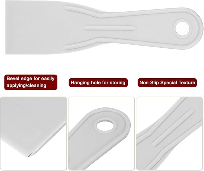 HARFINGTON 5pcs Putty Scraper 2" Width 1.7mm Thin Flexible Plastic Putty Knives for Taping Drywall Spreading Painting Wall Scratching Gray