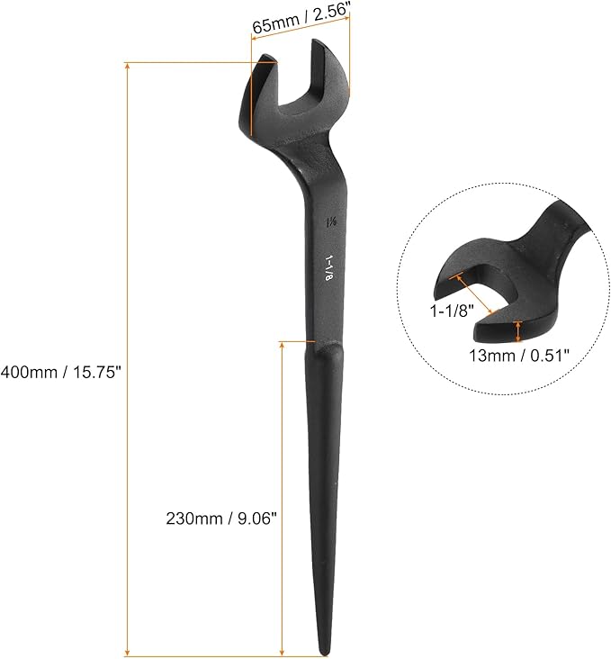 HARFINGTON Single Open End Spanner Wrench 1-1/8-inch 15 Degree Angle Single Open End SAE Construction Spanner Wrenches with 60째Offset Handle for Automotive Mechanical Maintenance