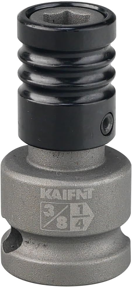 K352-006 3/8-inch Drive to 1/4-inch Hex Bit Holder Socket, 3/8"DR to 1/4"H Quick Change Impact Adapter