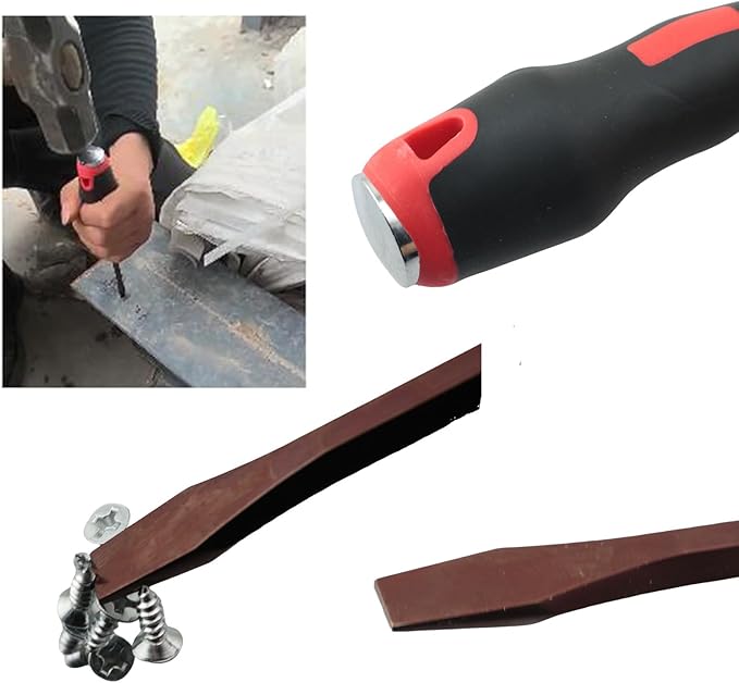 Knockout Screwdriver High Hardened S2 Shank Alloy Steel Flat Head Soft Cover Rubber Handle For Mechanical Hardware Slotting Removal Maintenance