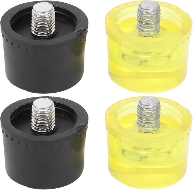 4 PCS Replacement Mallet Face, Yellow Black Plastic Replacement Mallet Heads, Replacements Ends for Dead Blow Hammer (Φ40mm)