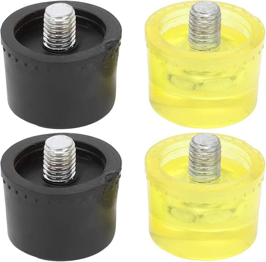 4 PCS Replacement Mallet Face, Yellow Black Plastic Replacement Mallet Heads, Replacements Ends for Dead Blow Hammer (Φ40mm)
