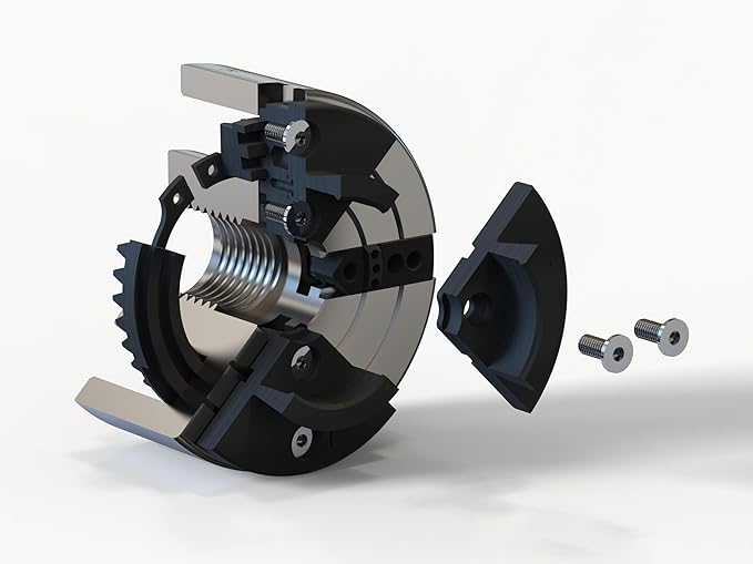3-3/4INCH 4-Jaw Self-Centering Wood Lathe Chuck, 2" Round Jaw Mounted, 1"x8TPI thread & 3/4"x16TPI Adapter, Tightening Key, T Allen Wrench, Screw Chuck, SCK4-3.75, Nickle electric Coating Body