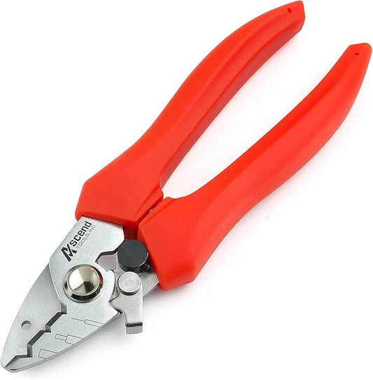 Ascend Tools 5.5 inch Three Hole Fiber Optic Stripper for Cable Splicing, Cable Preparation, Stripping Jacket, Buffer and Cladding from Fiber Core