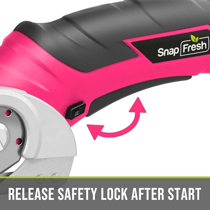SnapFresh Cordless Electric Scissors- 4V Mini Cardboard Cutter for Boxes, Carpet, Paper ??Rotary Cutter for DIY Projects, Safety Box Cutter with Battery & Type-C Cable(Hot Pink)