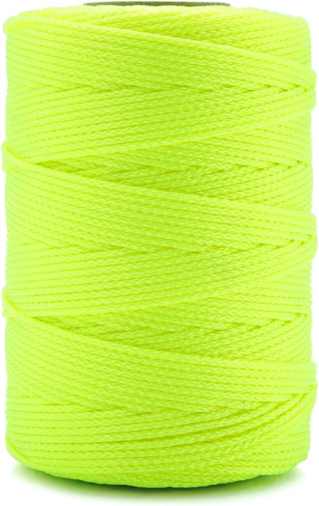 HONGDA Nylon Twine, 500 Feet #18 Braided Nylon Mason line String Perfect for Masonry Jobs and for The Layout of General Construction, Gardening, DIY Project, Fluorescent Yellow