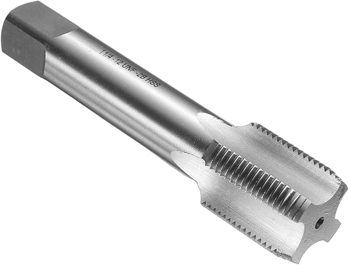 uxcell Hand Bottom Tap 1-1/4-12 UNF 2B Thread Bottoming Style Threading Taps High Speed Steel HSS6542 Straight Flutes Screw Tapping Tool