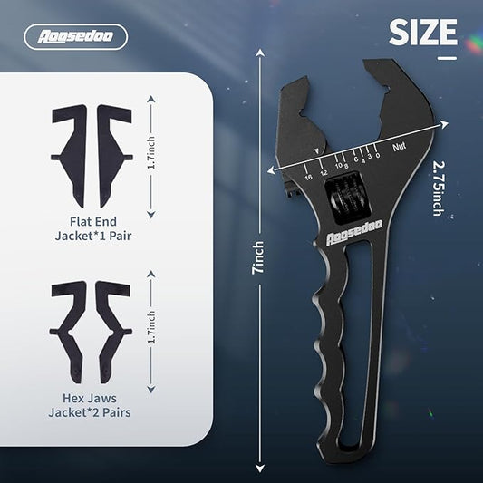 AOOSEDOO AN Fitting Wrench, AN Fitting Tool, AN Hose Fitting Wrench For 3AN-16AN Fittings Lightweight Aluminum Black. (With Anti-scratching Jackets)