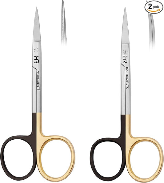 Iris Micro Dissecting Precision Lab Scissors, Fine Point Straight - Perfect for Doctors, Nurses, EMS, Students, Education & Training supercut serrated straight and curved(Pack of 2)