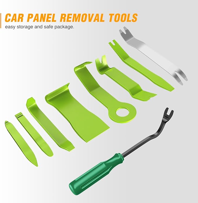 GOOACC 9PCS Auto Trim Removal Tool Kit No-Scratch Tool Kit for Car Audio Dash Window Molding Fastener Remover Tool Kit-Green