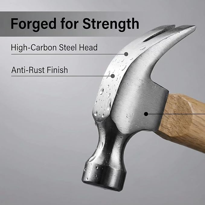 Claw Hammer Small Mallet Hammer with Wood Handle and Alloy Steel Head, 11 OZ Mini Hammer for Woodworking & DIY