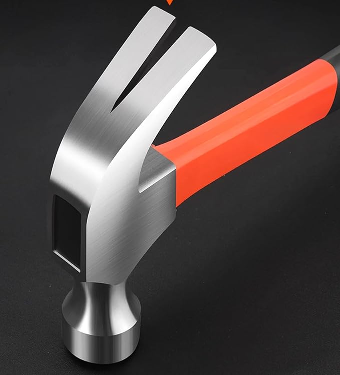Forged Steel Claw Hammer, 1 Pcs 11 Oz Tack Stubby Hammer with Leather Handle for Pulling Out and Driving Nails (S)