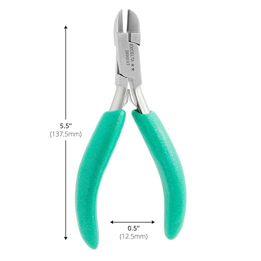 Excelta 2896EHT Large Round Semi-Flush Cutters, SS/Carbide Inserts, Anti-Static Cushioned Grip, 012-.032" Hard Wire, 5.5", Intermediate