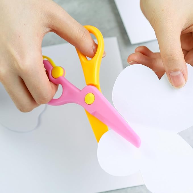 LOVESTOWN Kids Safety Scissors, 16 PCS Blunt Tip Toddler Scissors for Preschool Training, Anti-Pinch Design, Child Hand-Eye Coordination Development, Playdough Cutting Tools & Craft Activities