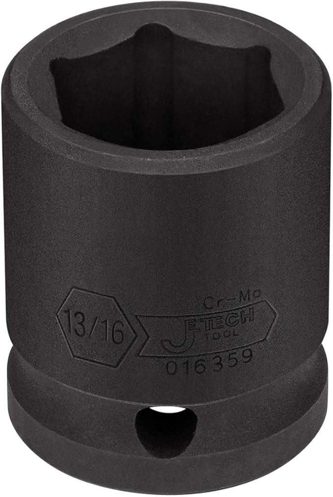 Jetech 1/2 Inch Drive 13/16 Inch Standard Impact Socket, Made with Chrome Molybdenum Alloy Steel, Heat Treated, 6-Point Design, SAE