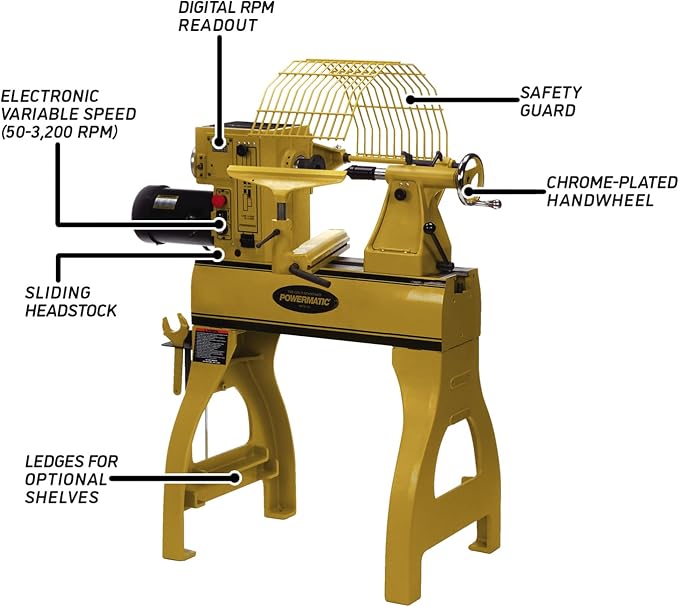 Powermatic 20" x 20" Woodworking Lathe, 2 HP, 220V 1Ph (Model 2020B)