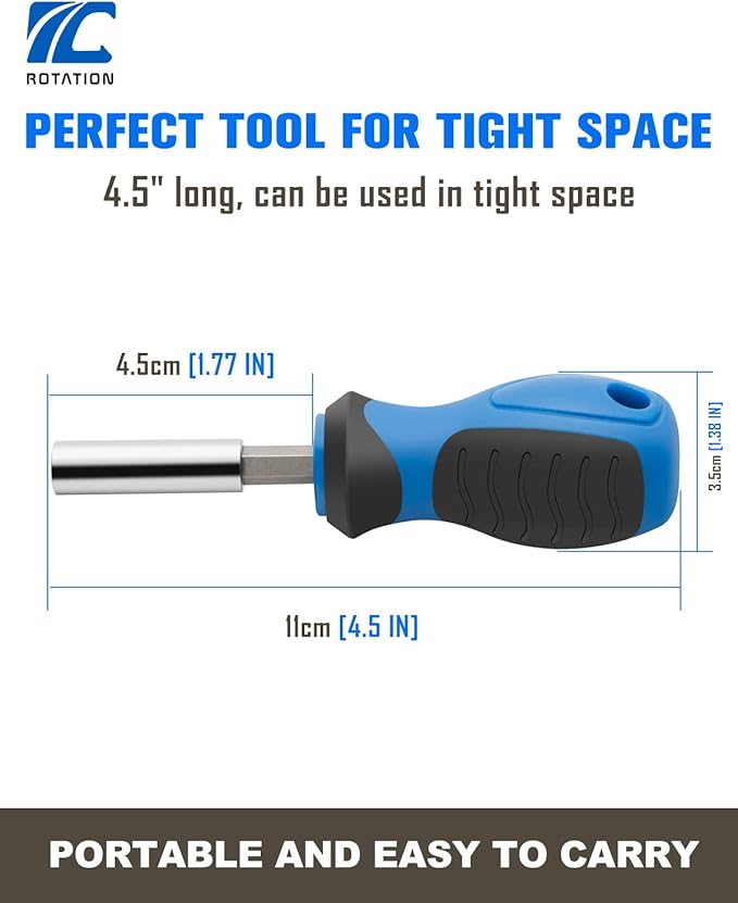 ROTATION 38-Piece 1/4 Bit driver Screwdriver Bit Set with portable case, Chrome Vanadium Steel Multi Torq/Phillips/Torx/Triwing/Hex/Star Bit