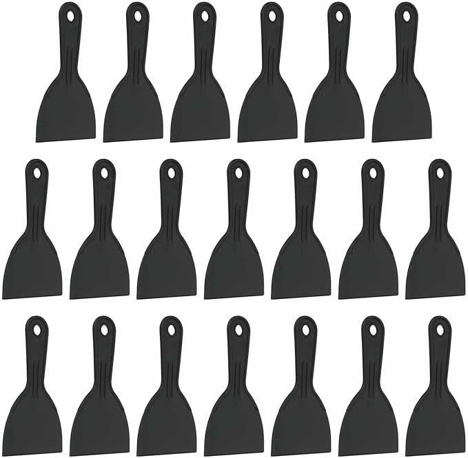 HARFINGTON 20pcs Putty Knife Scraper 4" Width Flexible Plastic Putty Knife Paint Scraper Tool for Taping Drywall Spreading Painting Wall Scratching Black