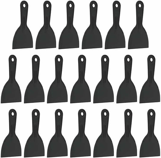 HARFINGTON 20pcs Putty Knife Scraper 4" Width Flexible Plastic Putty Knife Paint Scraper Tool for Taping Drywall Spreading Painting Wall Scratching Black