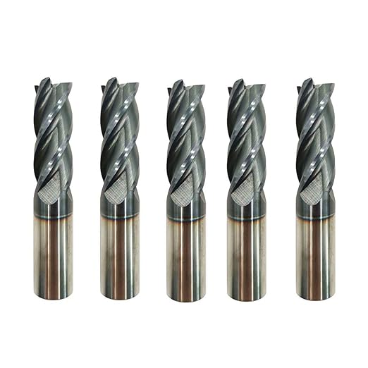 Carbide Square End Mill, HRC 45 Deg Single End 4 Flute AlTiN Coating Mill Bits (5, 3/4 in)