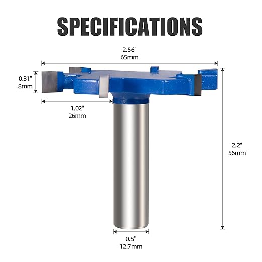 CNC Spoilboard Surfacing Router Bit, 1/2 Inch Shank Slab Flattening Router Bit, 6Wings Carbide Rabbet Slot Cutter for Woodworking, Wood Planing (2-9/16'' D, 5/16'' H)