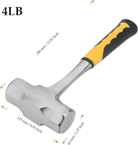 2 Pack 4lb Small Sledge Hammer, Club Hammer with Fibreglass Shaft, Lump Hammer for Gardening, Camping, Rock