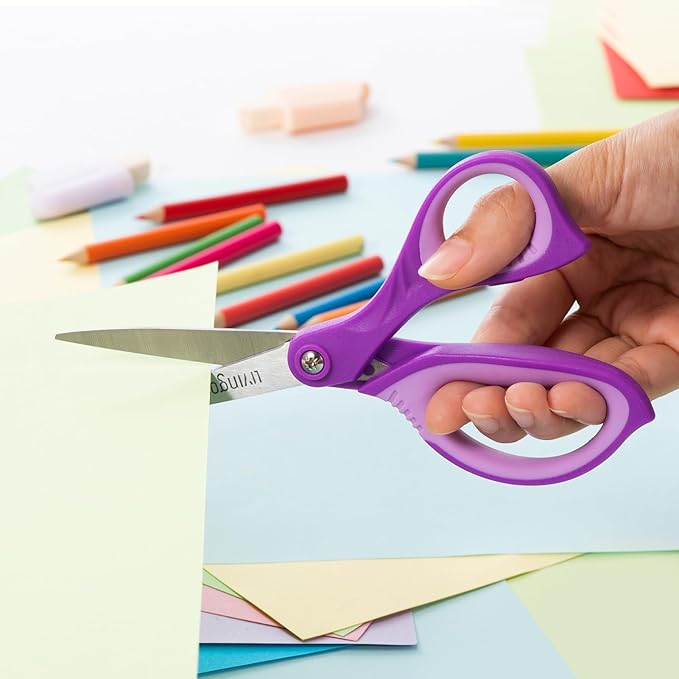 LIVINGO Scissors for School - Sharp Pointed Tip All Purpose Scissors Students Teachers Crafts Middle High School College Office Home, Blue, Green, Purple, 3 Pack, 7 Inch
