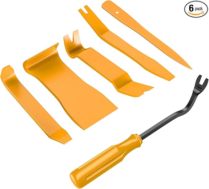 GOOACC 6PCS Auto Trim Removal Tool Kit No-Scratch Tool Kit for Car Audio Dash Window Molding Fastener Remover Tool Kit-Yellow