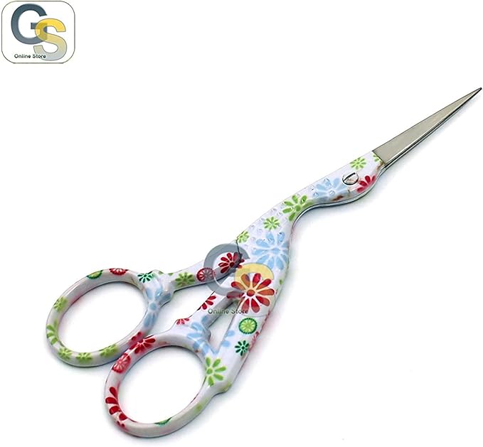 G.S 3 Pairs 4.5" Stainless Steel Sharp Tip Classic Stork Scissors Crane Design Sewing Scissors DIY Tools Dressmaker Shears Scissors for Embroidery, Craft, Needle Work, Art Work & Everyday Use BTS-162