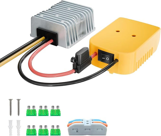 20V to 12V Step Down Converter for Dewalt Battery, DC Voltage Battery Power Adapter,20A 240W Buck Converter Regulator,with Over Discharge Protection, Switch and Fuse.