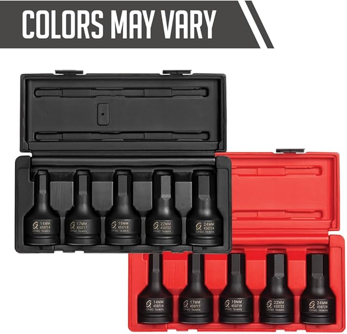 SUNEX TOOLS 5153DD, 1/2 Inch Drive Master Impact Socket Set, Double Deep, 29-Piece, SAE/Metric, 7/16"-1-1/4", 10mm-27mm, Cr-Mo Steel, Radius Corner Design, Dual Size Markings, Heavy Duty Storage Case