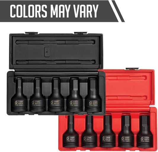 SUNEX TOOLS 5153DD, 1/2 Inch Drive Master Impact Socket Set, Double Deep, 29-Piece, SAE/Metric, 7/16"-1-1/4", 10mm-27mm, Cr-Mo Steel, Radius Corner Design, Dual Size Markings, Heavy Duty Storage Case