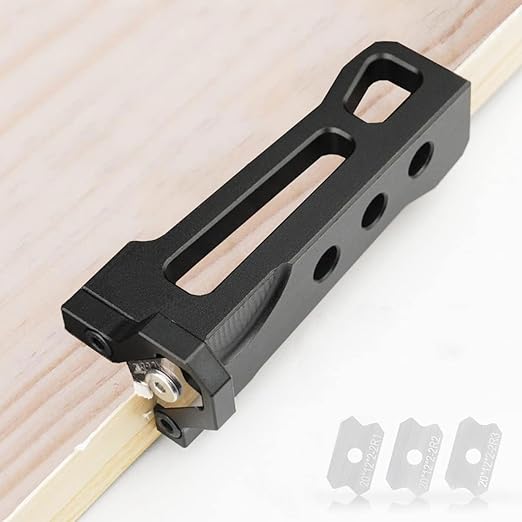 Woodworking Veneer Edge Trimmer and R1+R2+R3 Blades of Set, Chamfer Plane, Edge Banding Cutter, Manual Planer Blade, Burr Scraper for Board & Wood Surfaces (Edge Trimmer +R1+R2+R3)