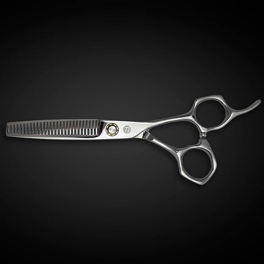Professional Hair Cutting Scissors - 6 or 7 Inch Sizes - Convex Blade - Japanese 440C Stainless Steel - For Wet or Dry Cutting - Saki Shears Musashi For Hairdressers and Barbers (Thinning 6 Inches)