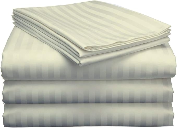 Split California King Sheets for Adjustable Beds 5-Piece Split California King Sheet Set, 800 Thread Count 100% Egyptian Cotton,12" Deep Pocket Adjustable Bed Sheets, Ivory Stripe