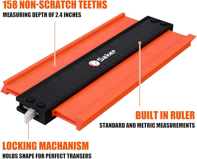 Saker Contour Gauge Profile Tool with Adjustable Lock,Christmas Gifts for Men Women Dad Boyfriend Husband,Precisely Copy Irregular Shape Duplicator for Woodworking Tracing 10 Inch Christmas Packaging