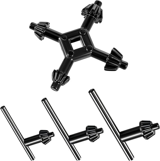 4 Pcs Chuck Key for Drill Press Carbon Steel 4 in 1 Steel Drills Chuck Key Wrench Set 1/4" 3/8" 1/2" 5/8" Sizes Drills Electric Clamping Tool for Drill Power Tools (Black)