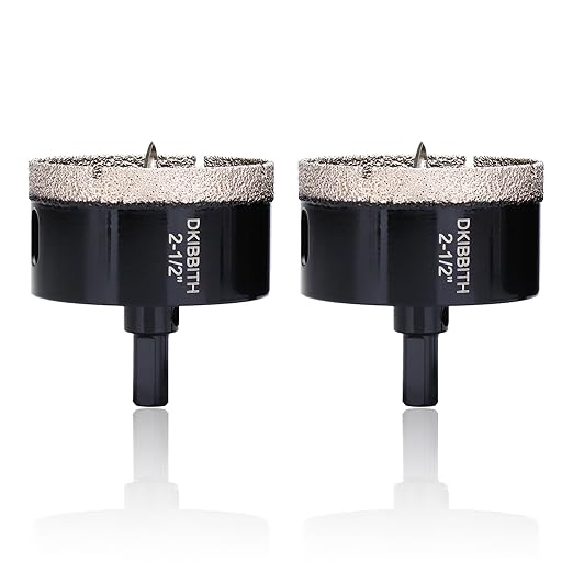 2-1/2" Diamond Hole-Saw Bits with Pilot Drill Bit - 2.5" Diamond Tipped Tile Hole Saws with Guiding Bit for Accurate Drilling, for Porcelain Tile Ceramic Pottery Granite Stone Glass Bottles 65mm