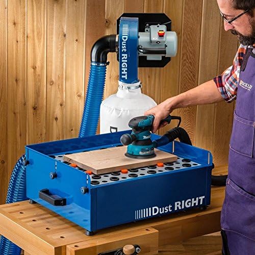 Rockler Downdraft Table - Orange Material Stops Woodworking Table - Metal Dust Collector w/Durable Powder-Coat Finish - Adjustable Rubber Feet Provides Firm Footing