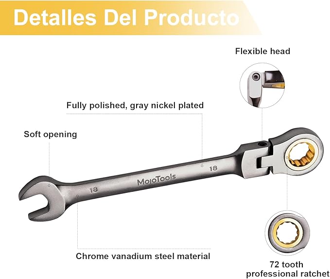 23-Piece Flex-Head Ratcheting Combination Wrench Set-Includes 14PCS Metric 6-19mm Ratchet Combination Wrenches Set,9PCS Allen Wrenches-72-Teeth,Cr-V Constructed,Nickel Plated,Organizer Bag