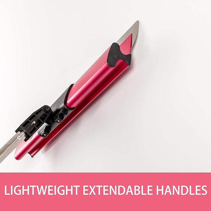 BHTOP Drywall Tools Skimming Blade with Extension Handle - 12", 22" & 32" Blades Extruded Aluminum 301 Stainless Steel Construction Tools End Caps, Wall-Board with 0.5mm&0.35mm Thickness Pink